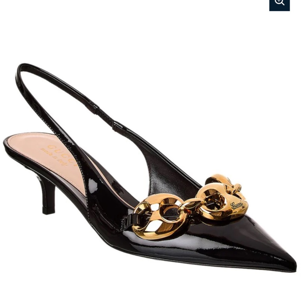 Gucci Black Heels with Gold Detail